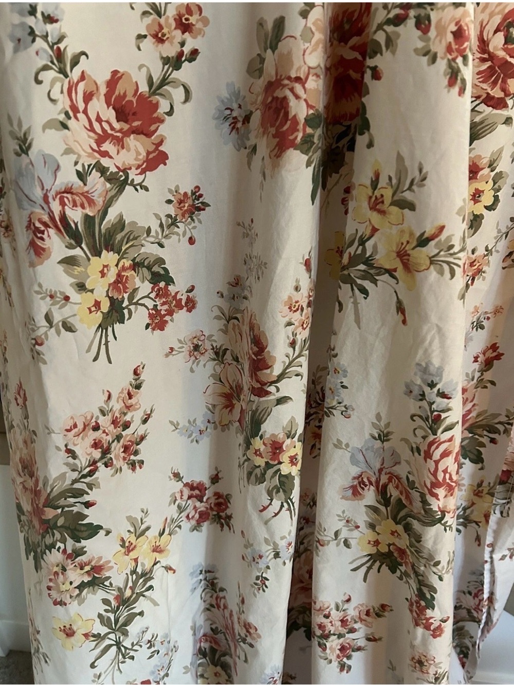 Vintage Ralph Lauren Petticoat Floral Red/Pink/Yellow QUEEN Flat Sheet